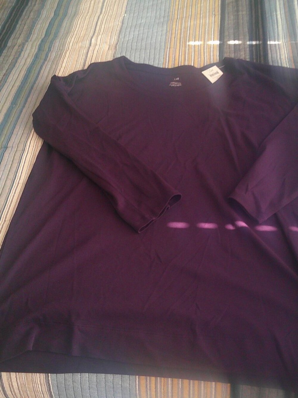 J. Jill Simply Supima Scoop neck top in black Cherry Size L NWT